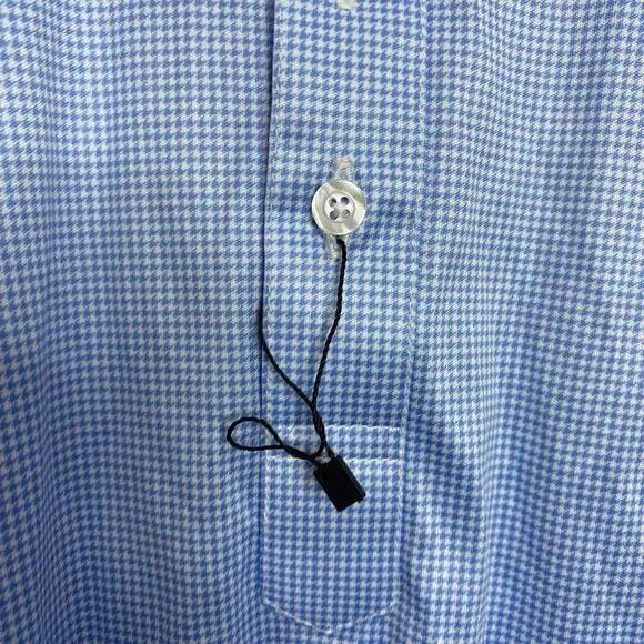 Collars & Co Polo Shirt Mens M Blue Houndstooth Dress Collar Golf Preppy NEW